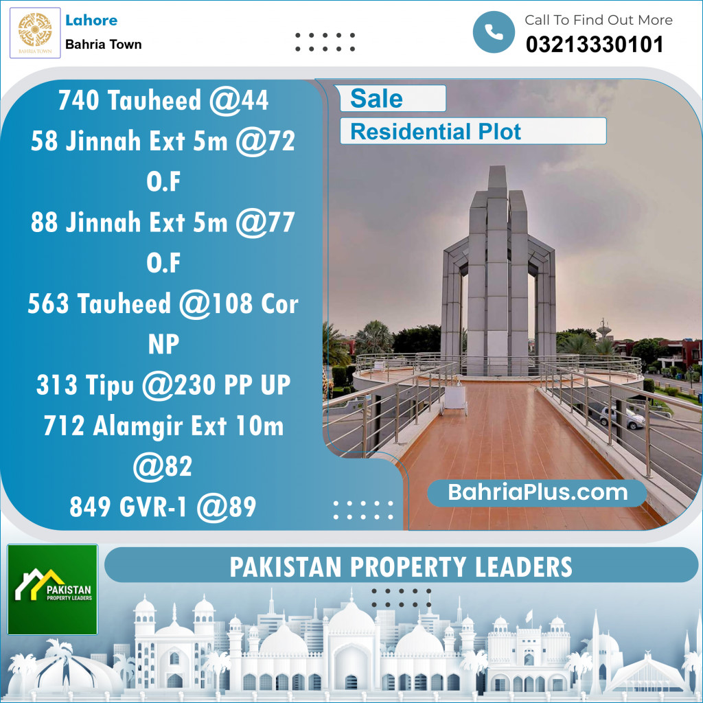 Residential Plot for Sale in Bahria Town, Lahore - (BP-130807)
