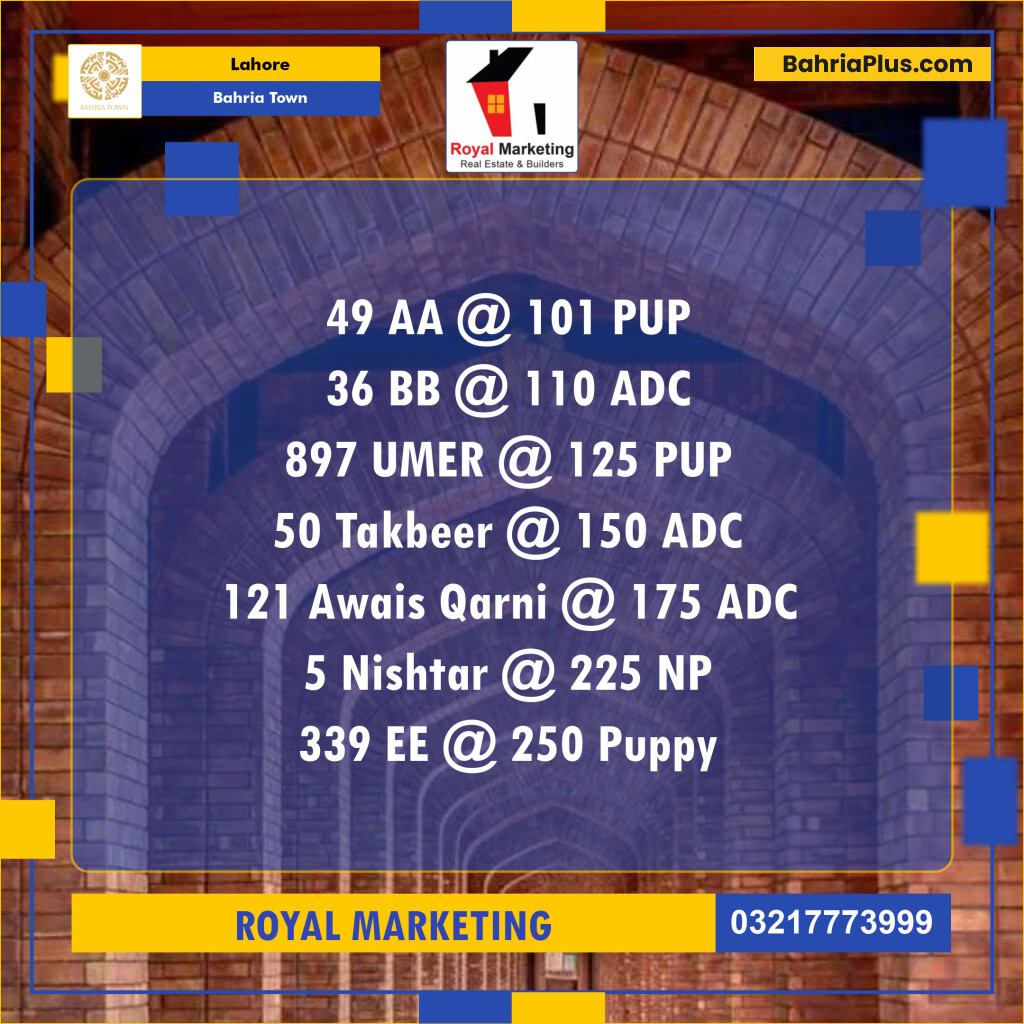 Residential Plot for Sale in Bahria Town, Lahore - (BP-130814)