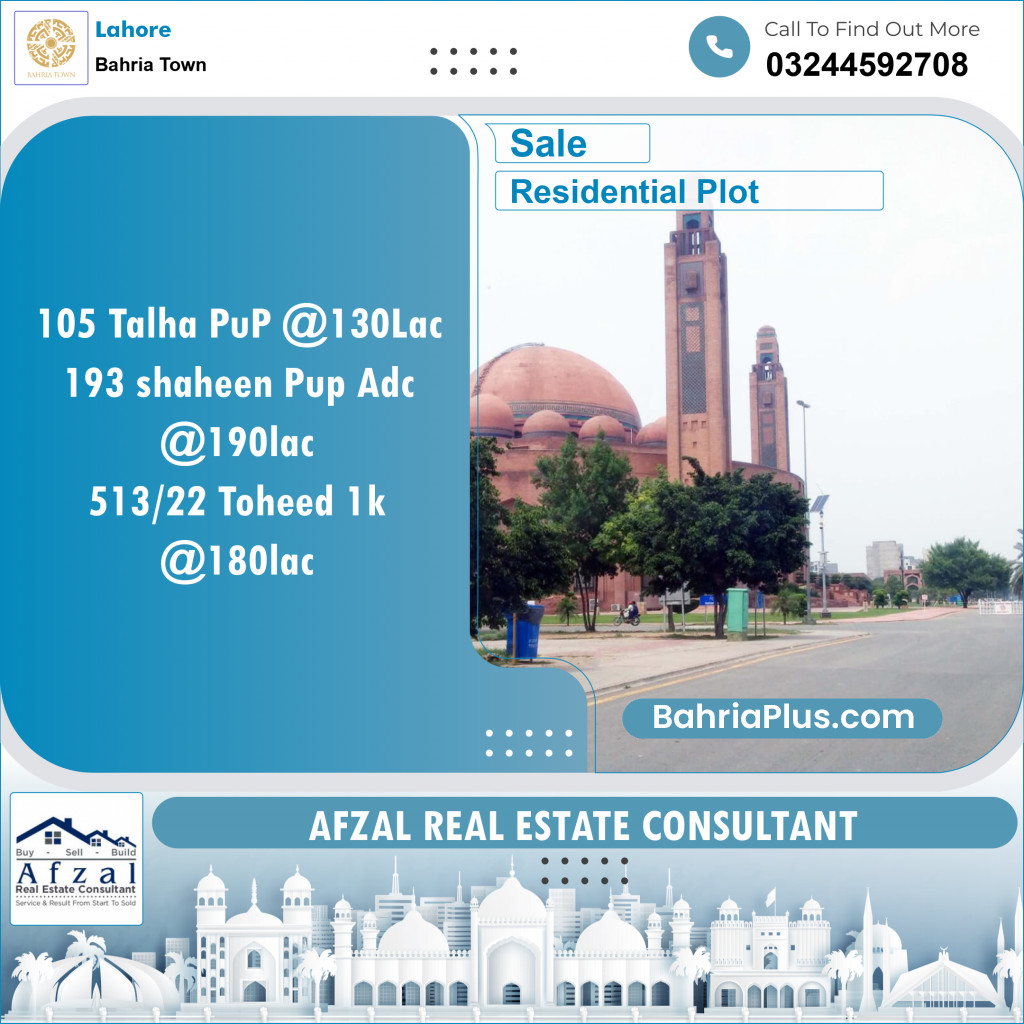 Residential Plot for Sale in Bahria Town, Lahore - (BP-130837)