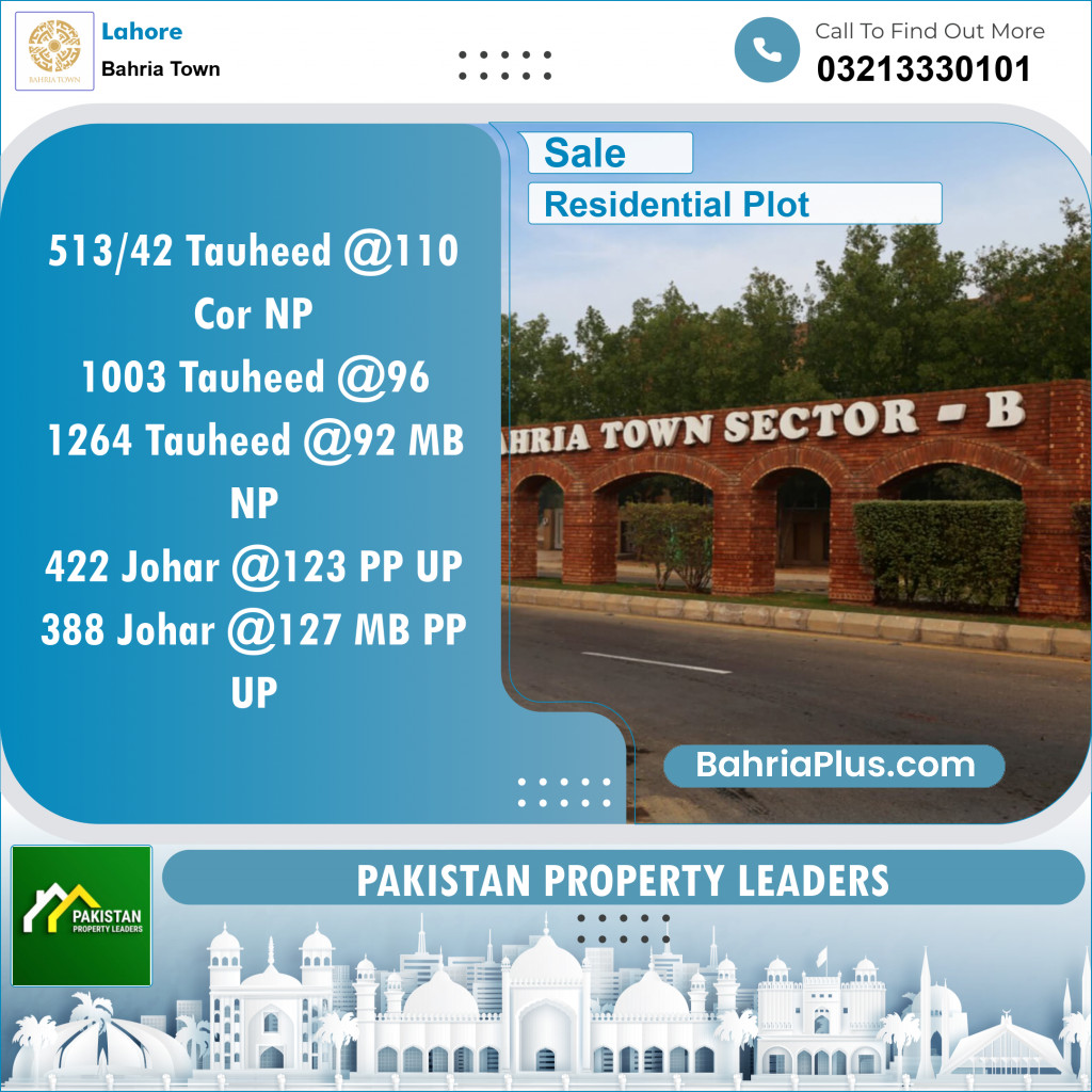 Residential Plot for Sale in Bahria Town, Lahore - (BP-130881)