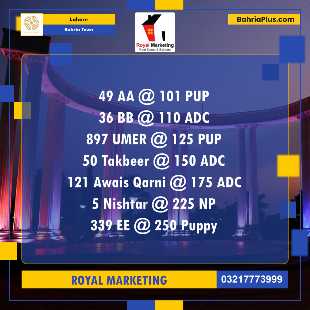 Residential Plot for Sale in Bahria Town, Lahore - (BP-130925)