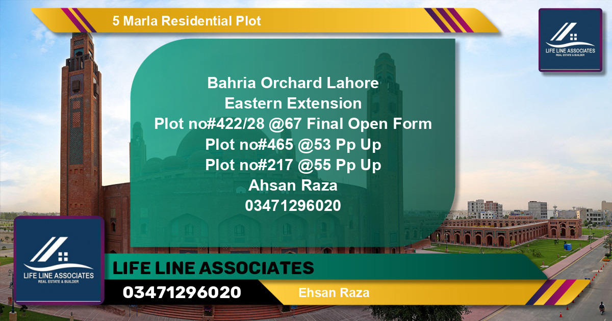 Residential Plot for Sale in Bahria Orchard, Lahore - (BP-130971)
