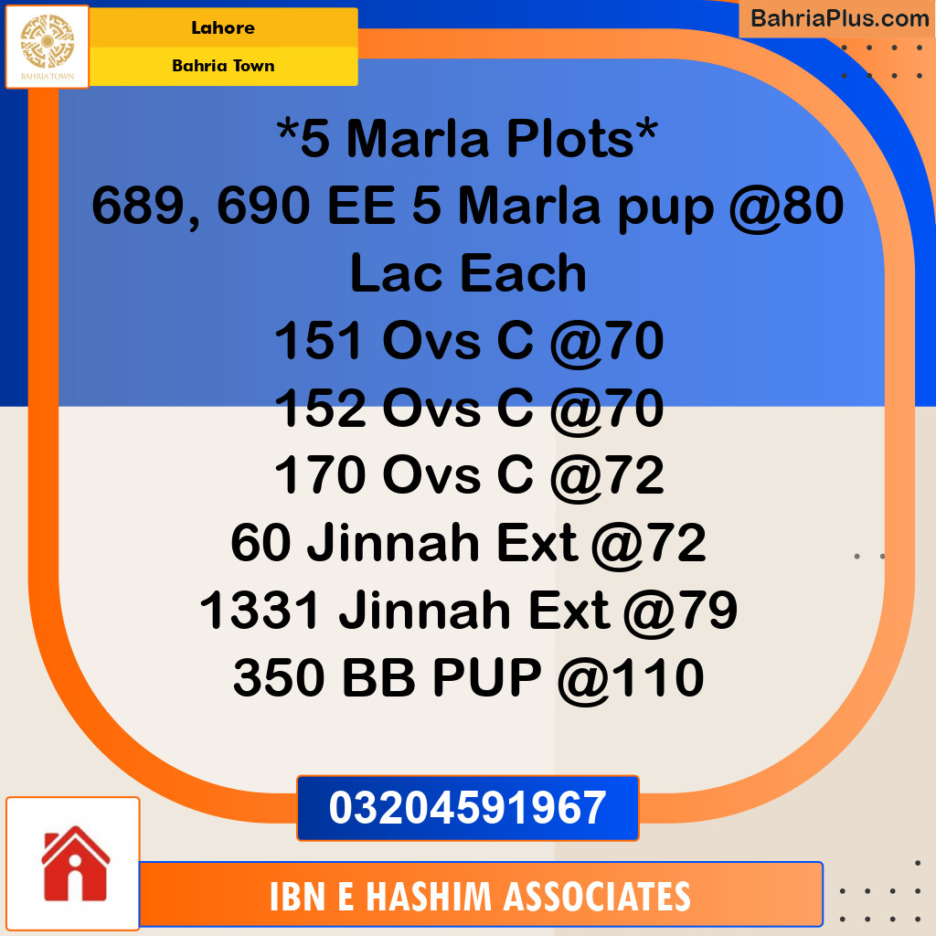 Residential Plot for Sale in Bahria Town, Lahore - (BP-130978)