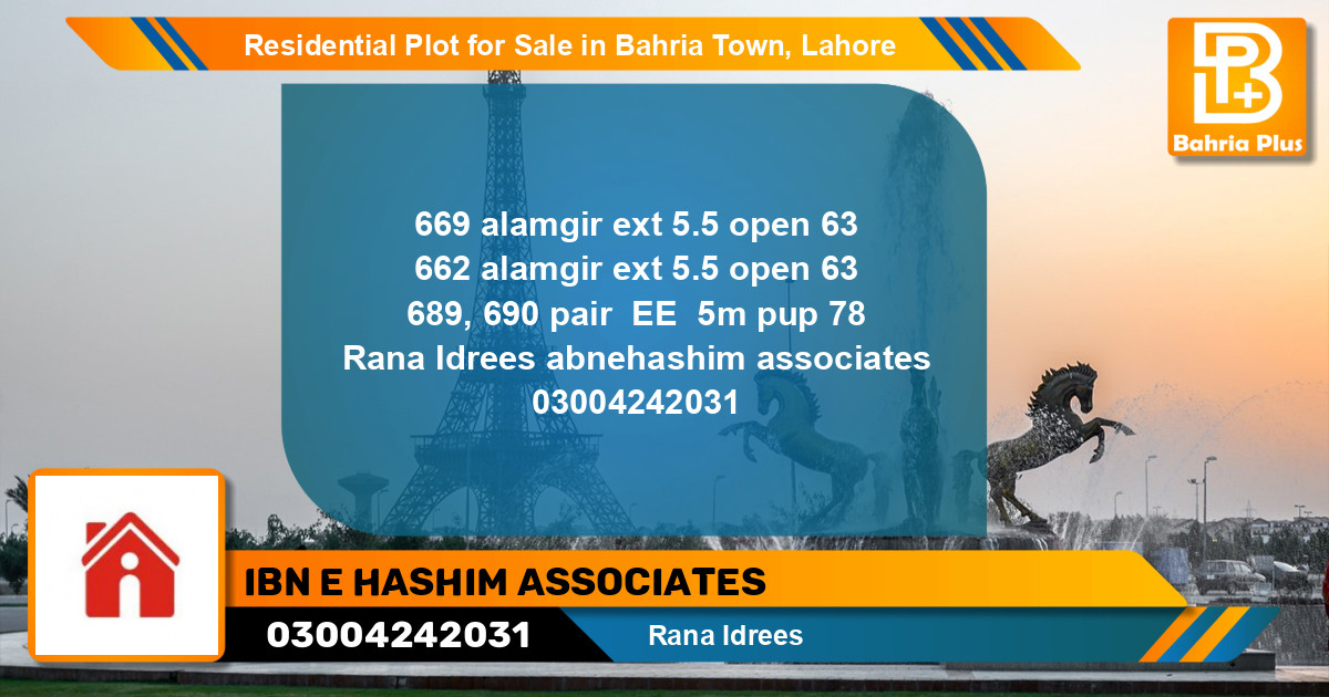 Residential Plot for Sale in Bahria Town, Lahore - (BP-130985)