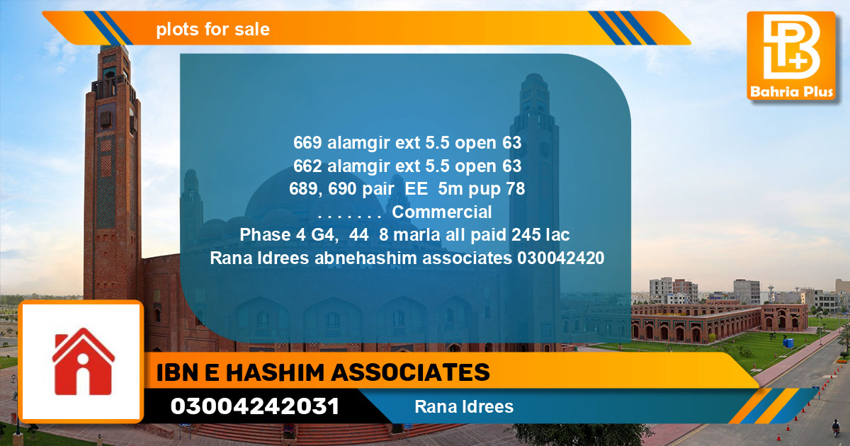 Residential Plot for Sale in Bahria Town, Lahore - (BP-130998)