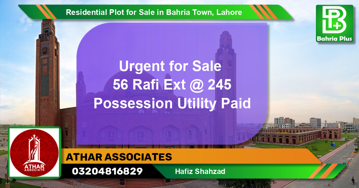 Residential Plot for Sale in Sector E - Rafi Ext. Block -  Bahria Town, Lahore - (BP-131032)