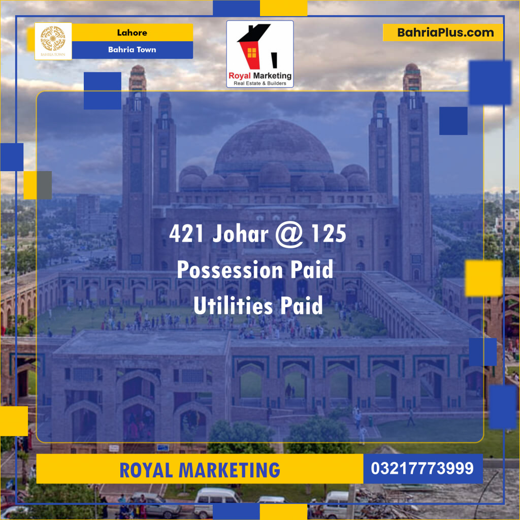 Residential Plot for Sale in Sector E - Johar Block -  Bahria Town, Lahore - (BP-131067)