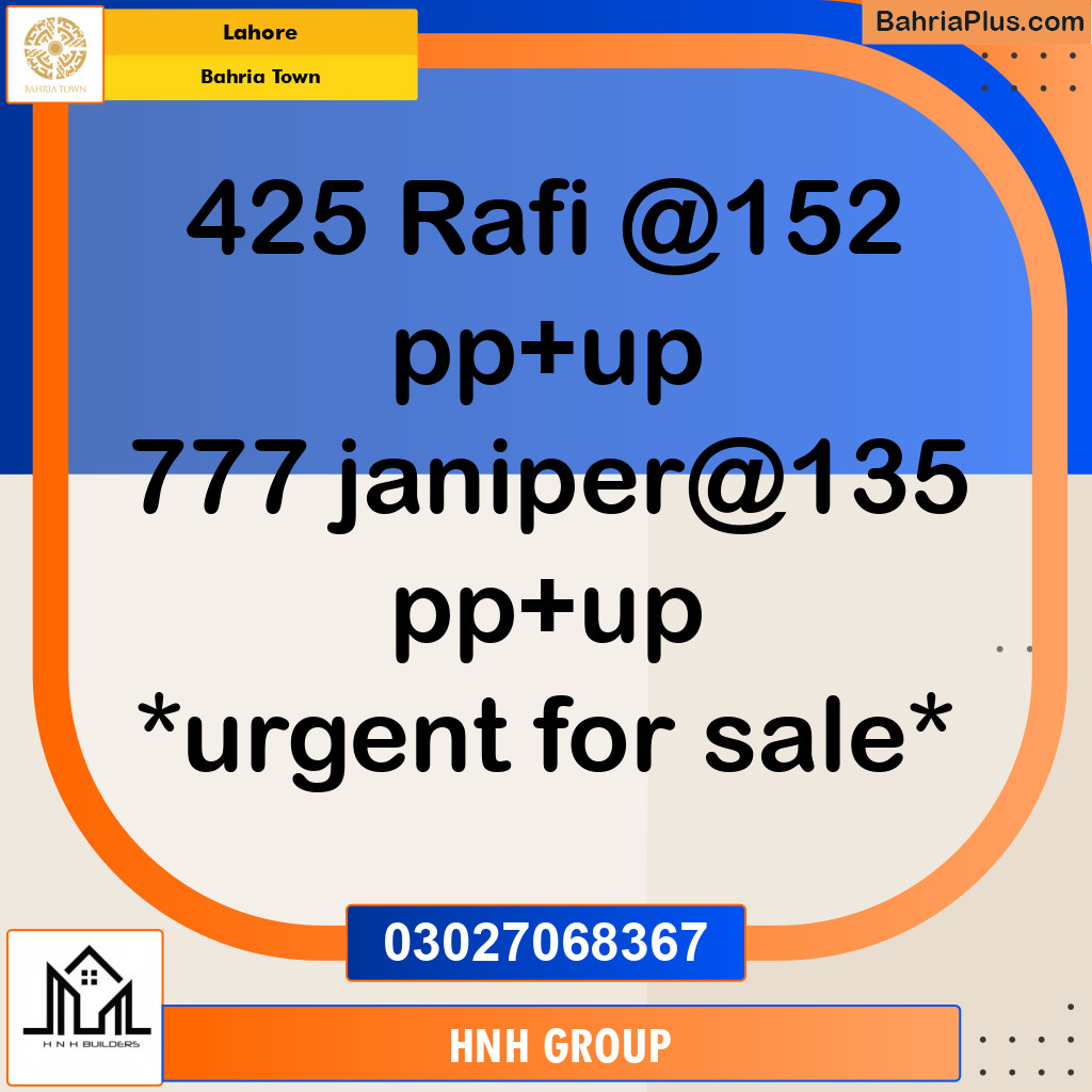 Residential Plot for Sale in Sector E - Rafi Block -  Bahria Town, Lahore - (BP-131081)