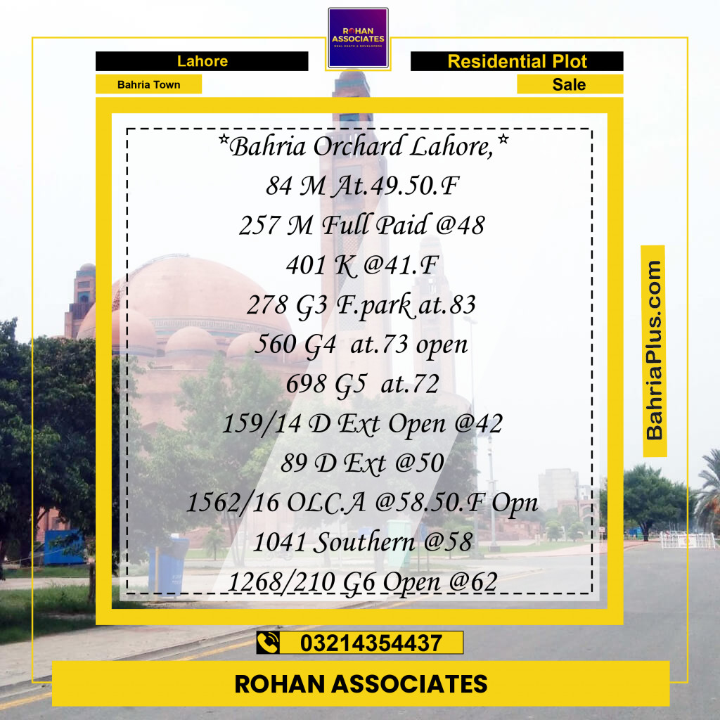 Residential Plot for Sale in Bahria Town, Lahore - (BP-131127)