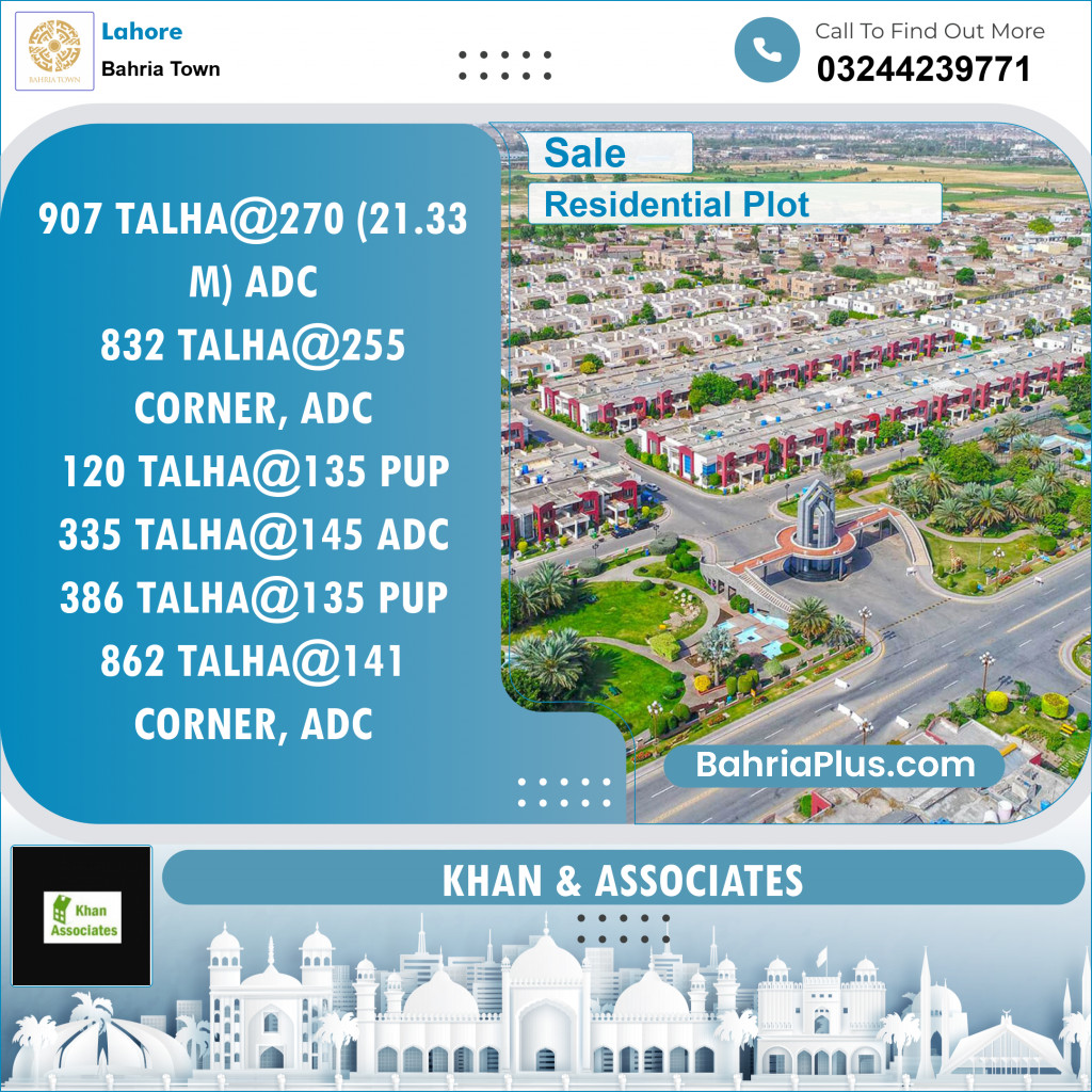 Residential Plot for Sale in Sector F - Talha Block -  Bahria Town, Lahore - (BP-131140)