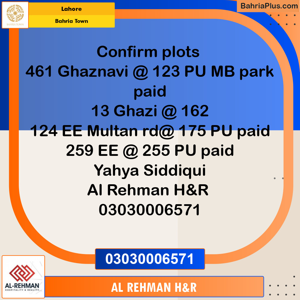 Residential Plot for Sale in Sector F - Ghaznavi Block -  Bahria Town, Lahore - (BP-131145)