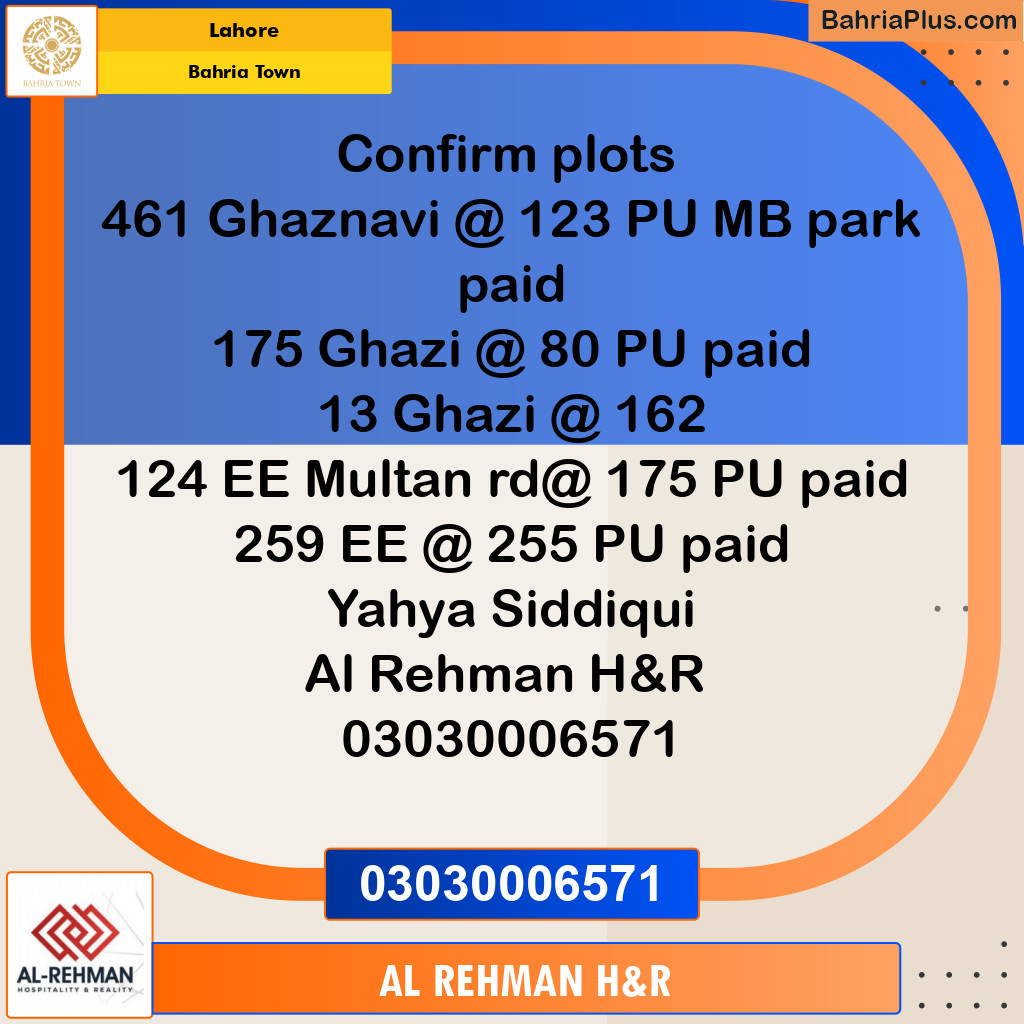 Residential Plot for Sale in Sector F - Ghaznavi Block -  Bahria Town, Lahore - (BP-131146)