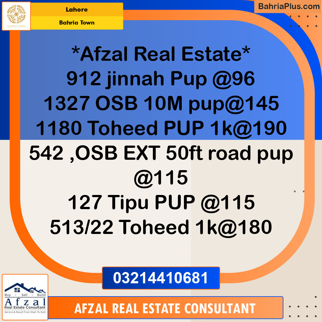 Residential Plot for Sale in Sector E - Jinnah Block -  Bahria Town, Lahore - (BP-131176)