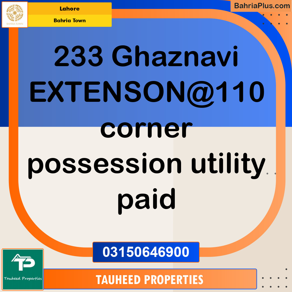 Residential Plot for Sale in Sector F - Ghaznavi Ext. Block -  Bahria Town, Lahore - (BP-131224)