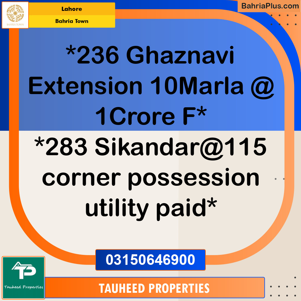 Residential Plot for Sale in Sector F - Ghaznavi Ext. Block -  Bahria Town, Lahore - (BP-131227)