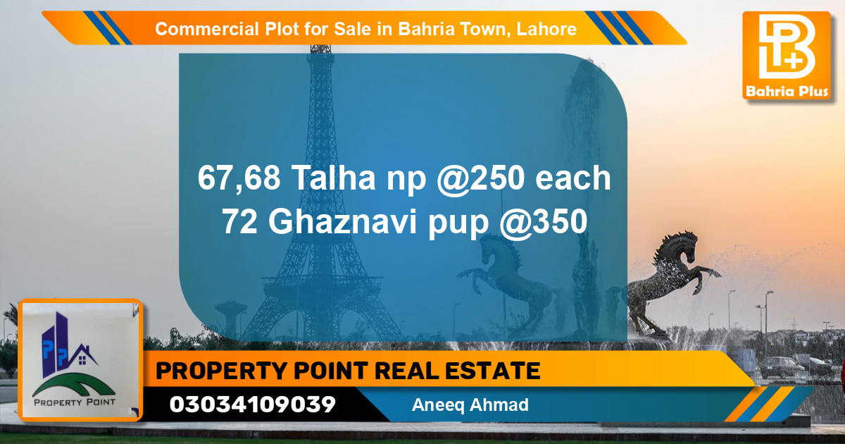 Commercial Plot for Sale in Sector F - Talha Block -  Bahria Town, Lahore - (BP-131246)