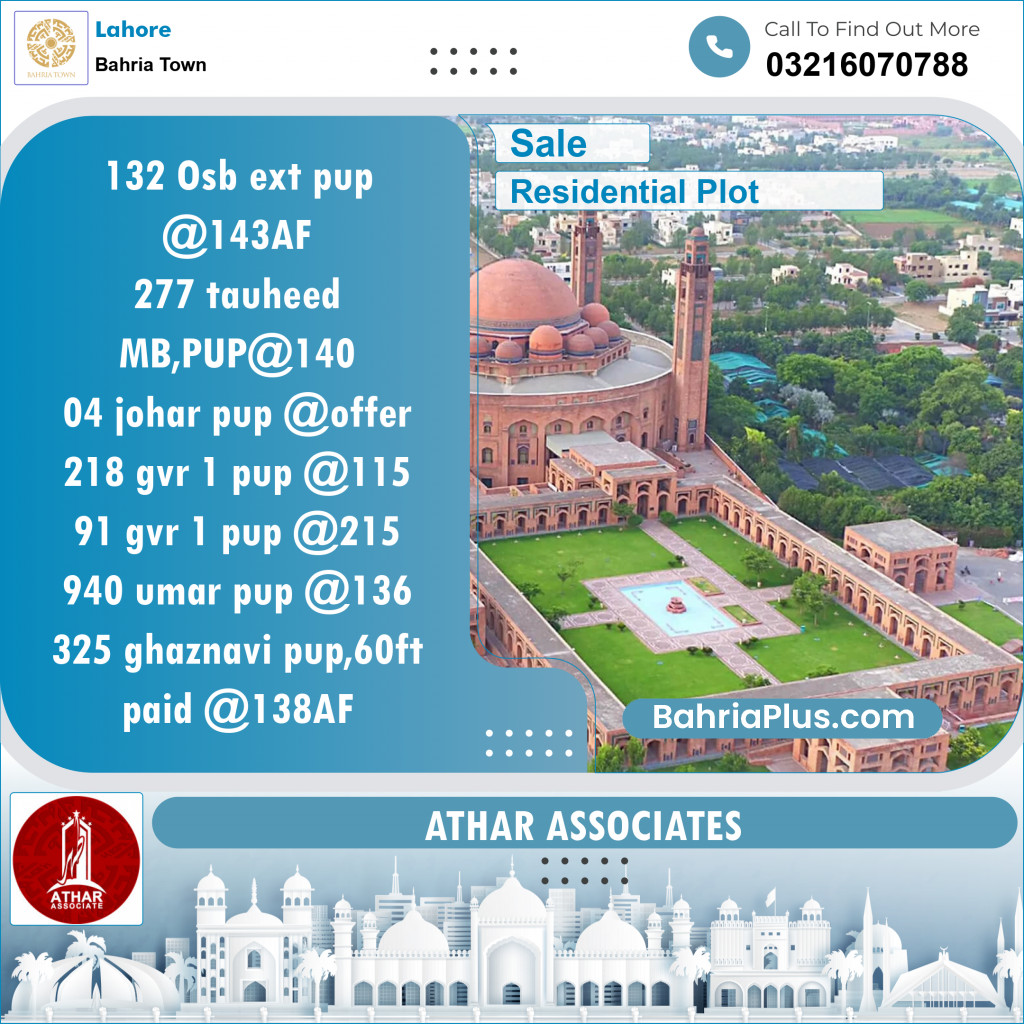 Residential Plot for Sale in Overseas B Ext -  Bahria Town, Lahore - (BP-131269)