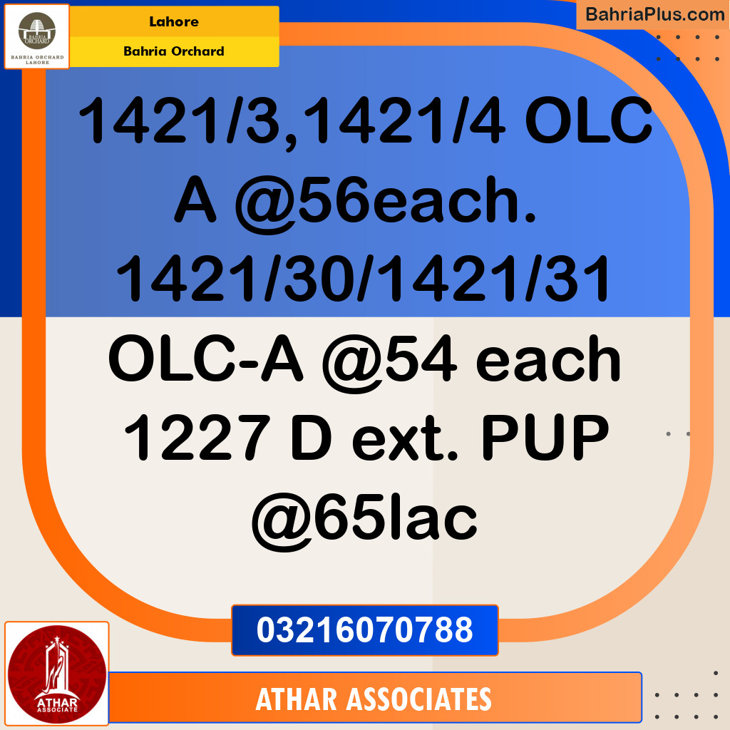 Residential Plot for Sale in OLC-A Block -  Bahria Orchard, Lahore - (BP-131273)