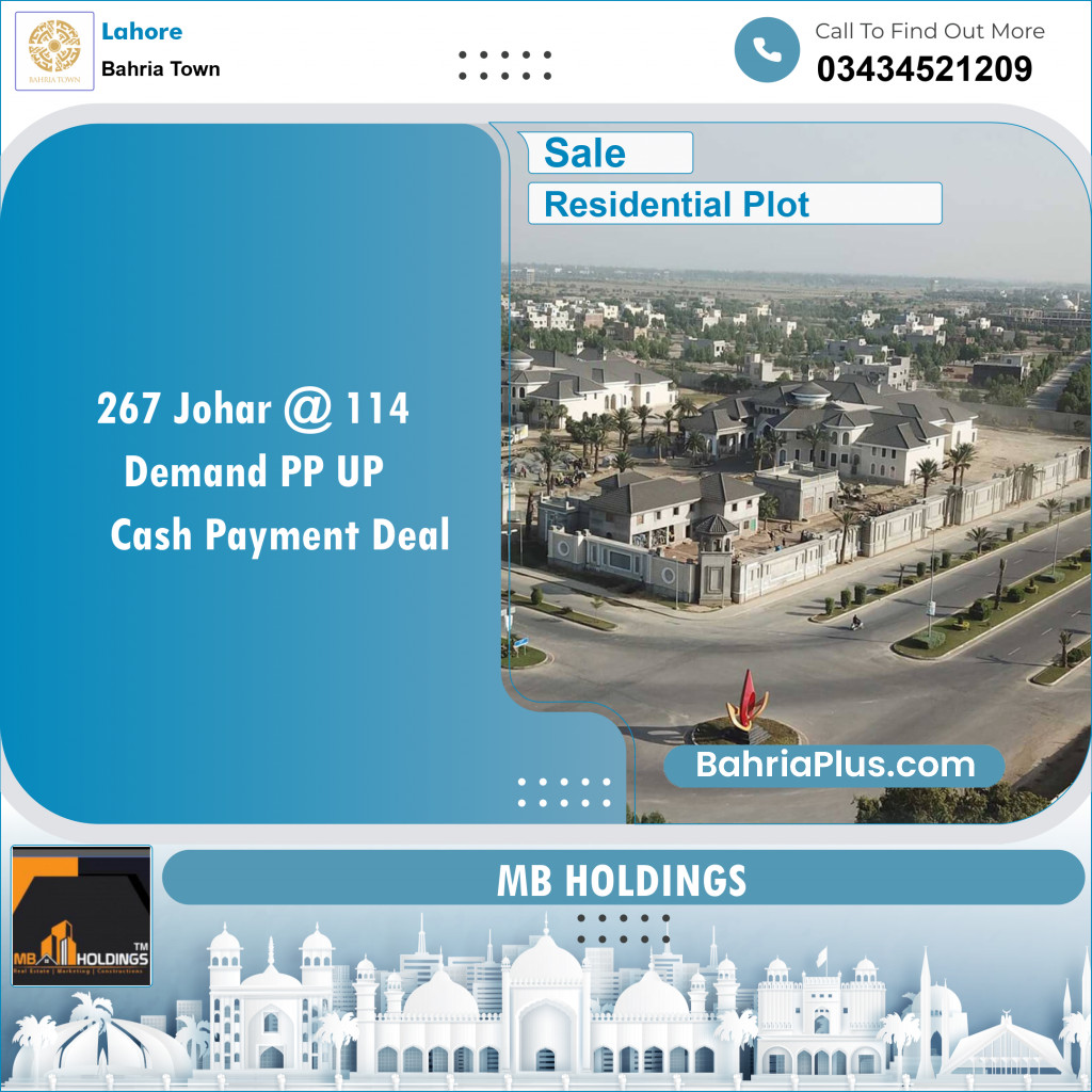 Residential Plot for Sale in Sector E - Johar Block -  Bahria Town, Lahore - (BP-131278)
