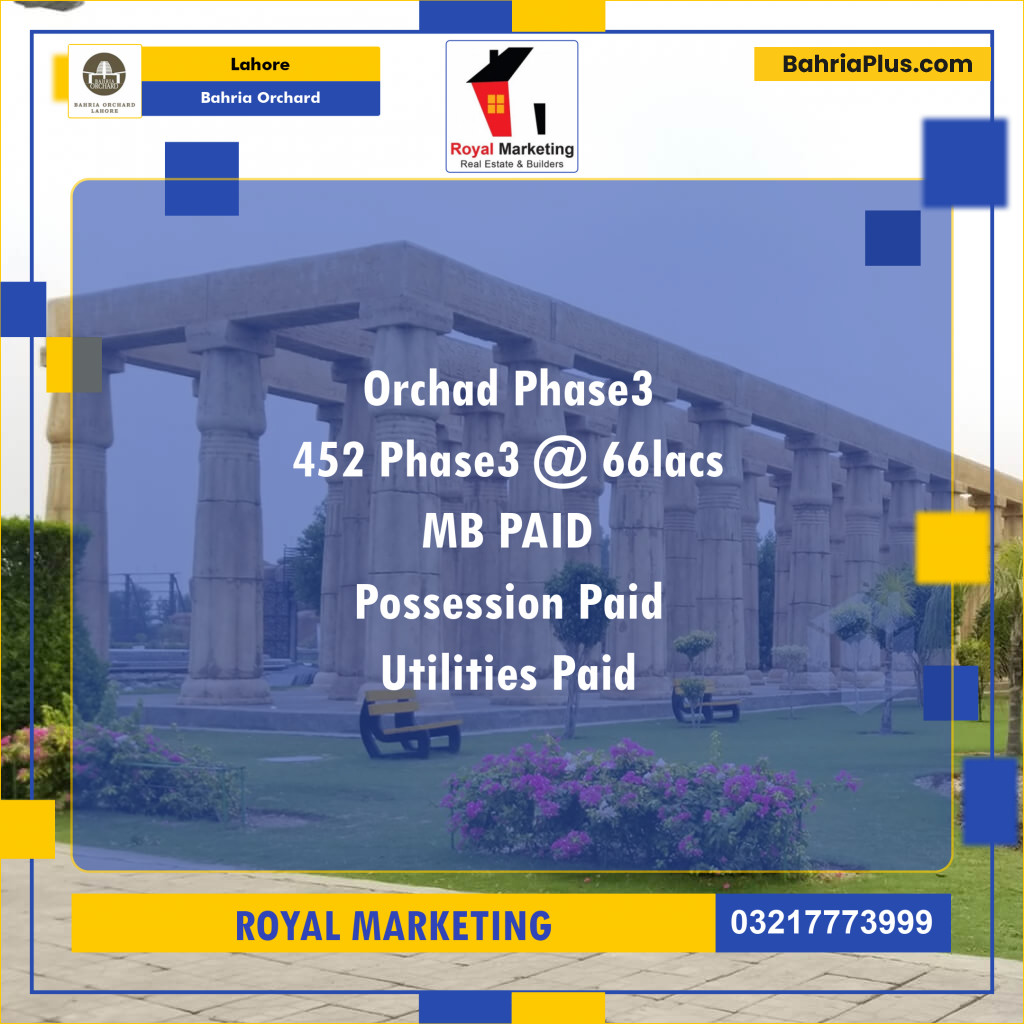 Residential Plot for Sale in Phase 3 -  Bahria Orchard, Lahore - (BP-131298)