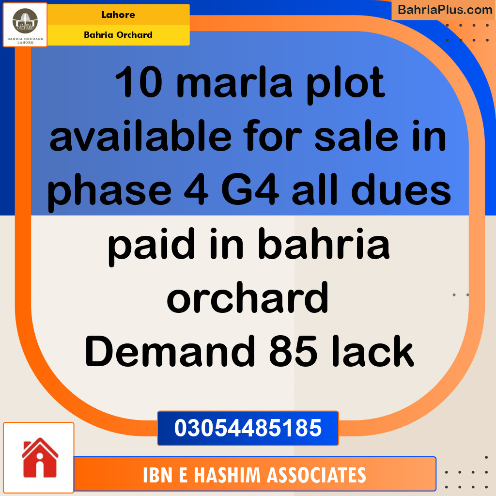 Residential Plot for Sale in Phase 4 - G4 Block -  Bahria Orchard, Lahore - (BP-131331)
