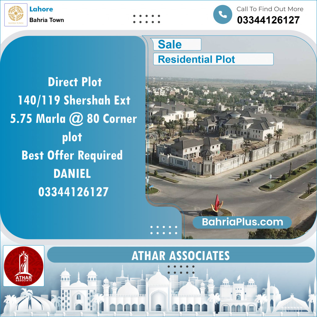 Residential Plot for Sale in Sector F - Shershah Block -  Bahria Town, Lahore - (BP-131406)