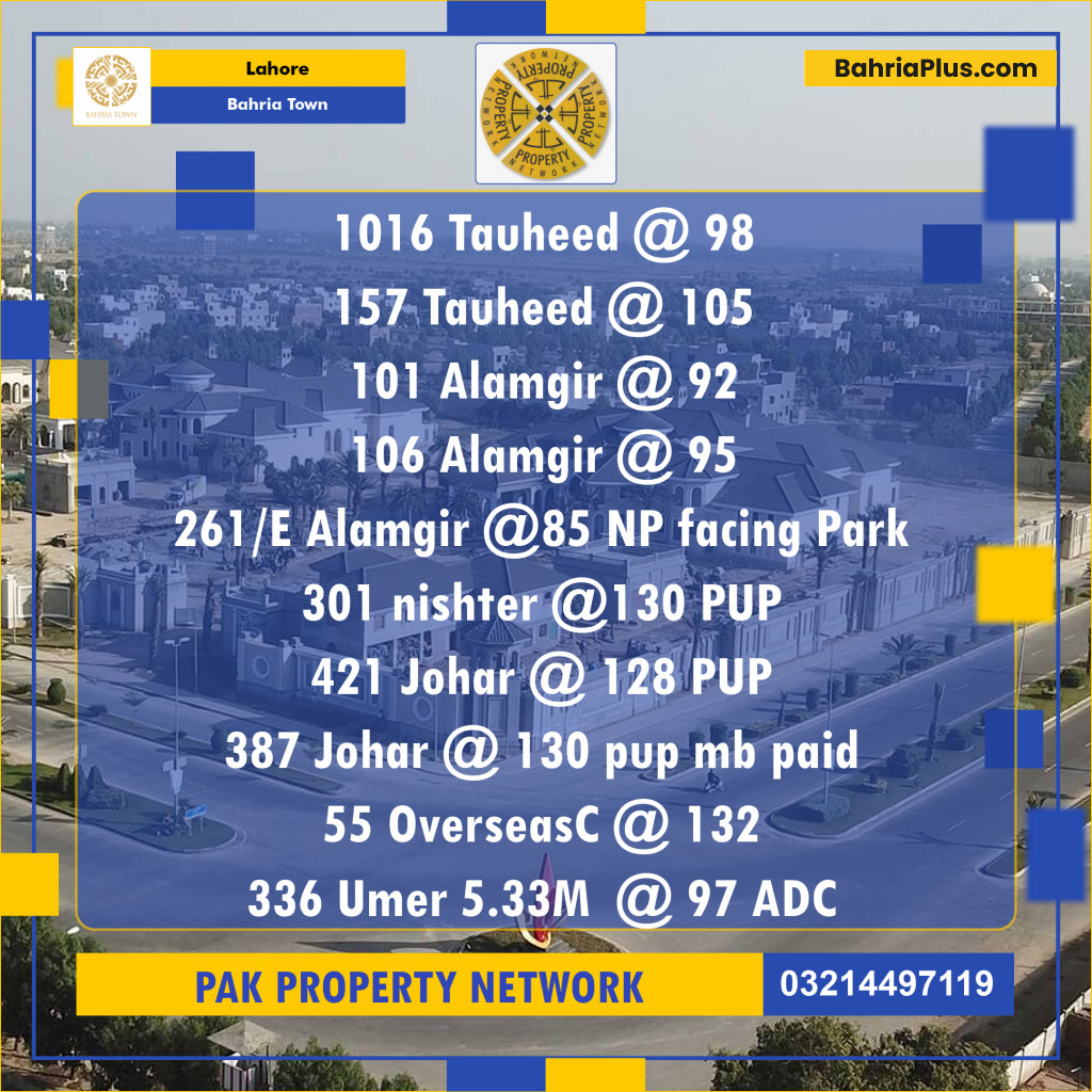 Residential Plot for Sale in Sector F - Tauheed Block -  Bahria Town, Lahore - (BP-131477)