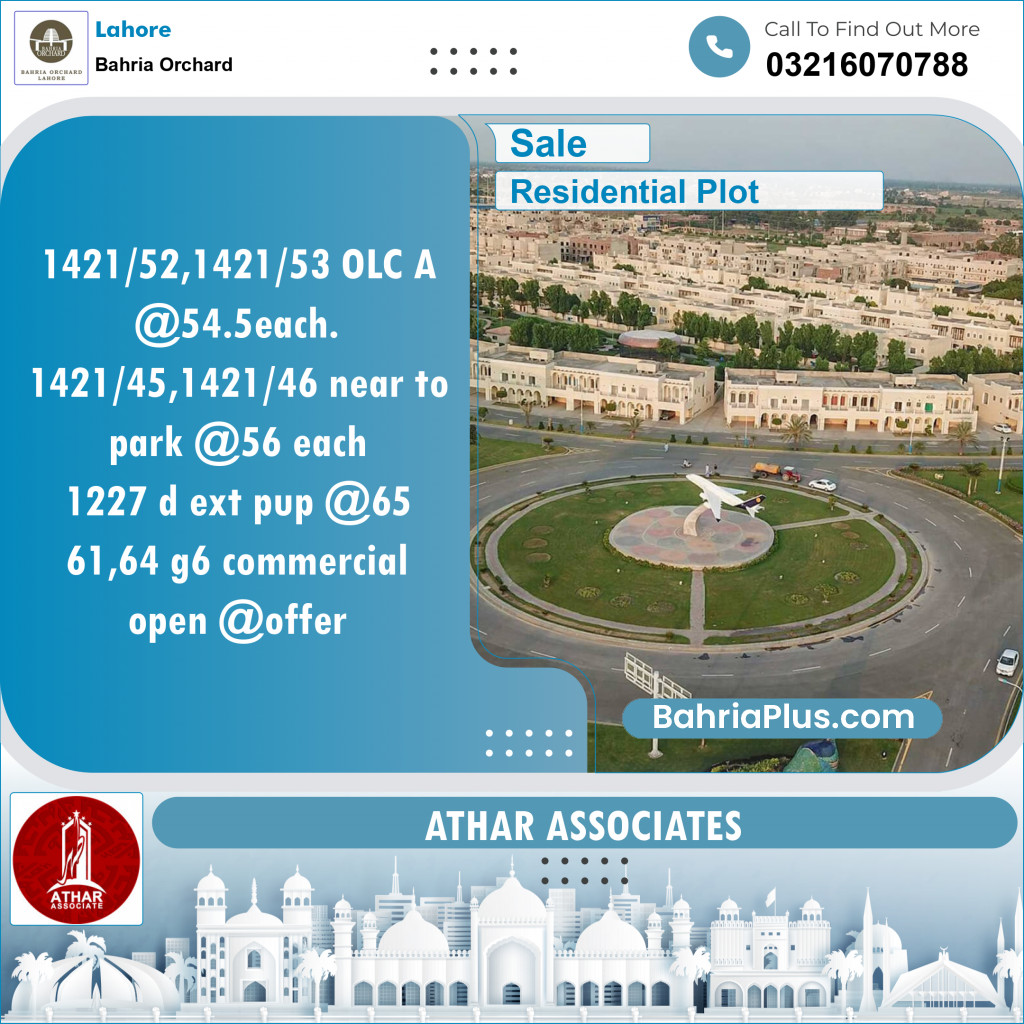 Residential Plot for Sale in OLC-A Block -  Bahria Orchard, Lahore - (BP-131490)
