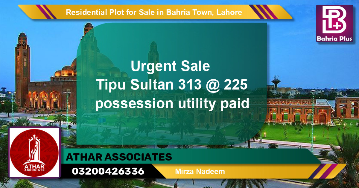 Residential Plot for Sale in Sector F - Tipu Sultan Block -  Bahria Town, Lahore - (BP-131501)