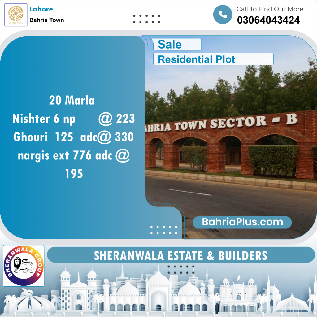 Residential Plot for Sale in Sector E - Nishtar Block -  Bahria Town, Lahore - (BP-131512)