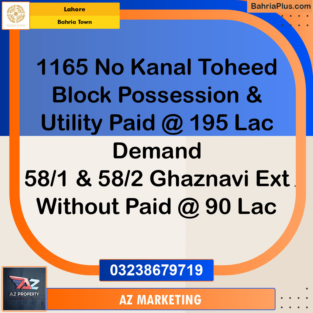 Residential Plot for Sale in Sector F - Tauheed Block -  Bahria Town, Lahore - (BP-131561)