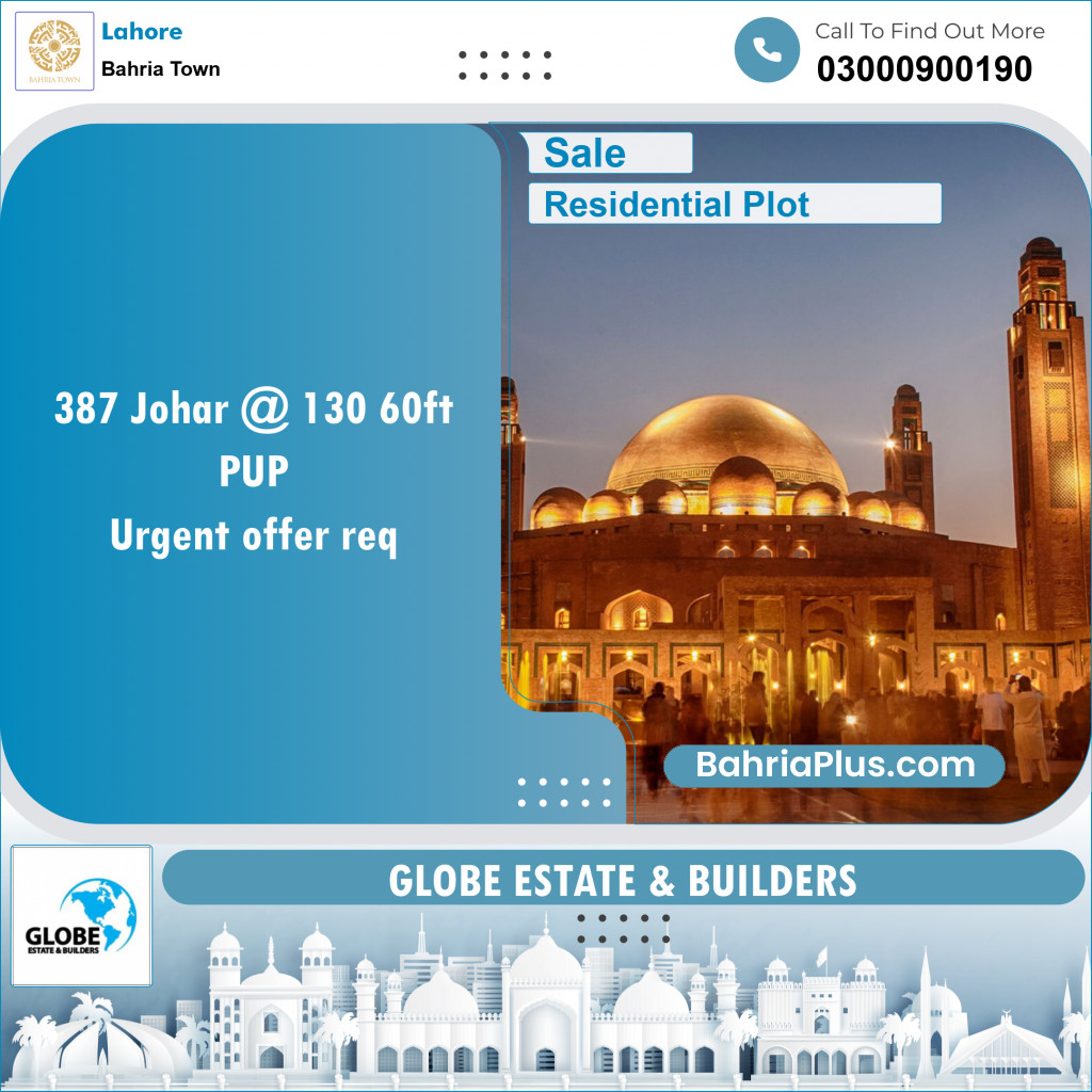 Residential Plot for Sale in Sector E - Johar Block -  Bahria Town, Lahore - (BP-131563)
