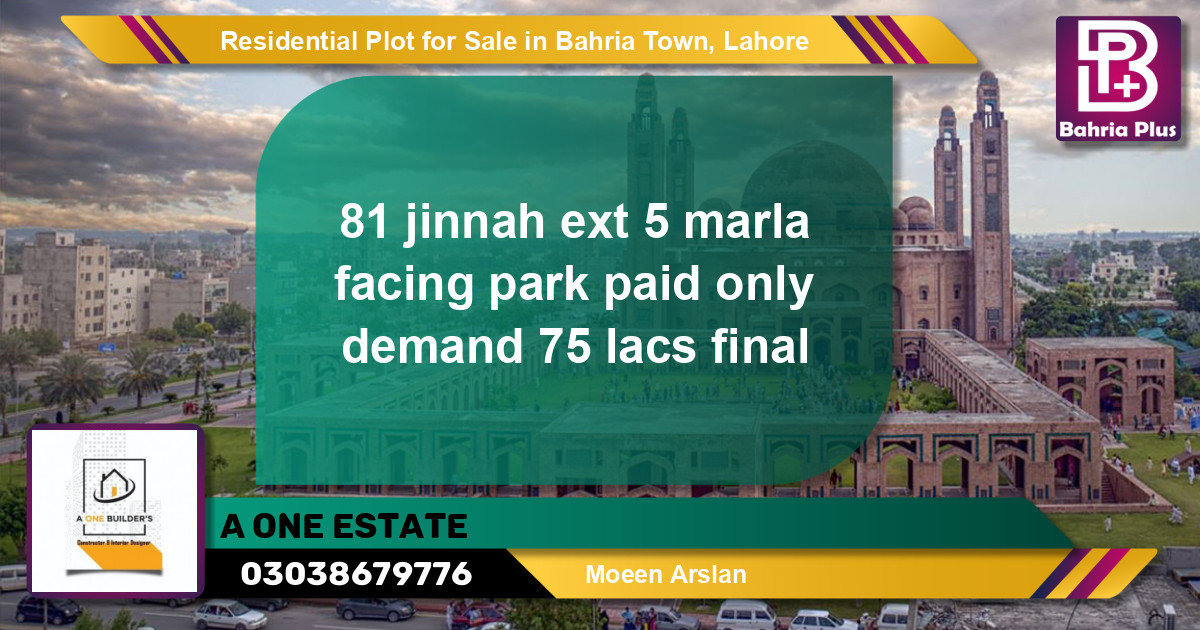 Residential Plot for Sale in Sector E - Jinnah Ext. Block -  Bahria Town, Lahore - (BP-131582)