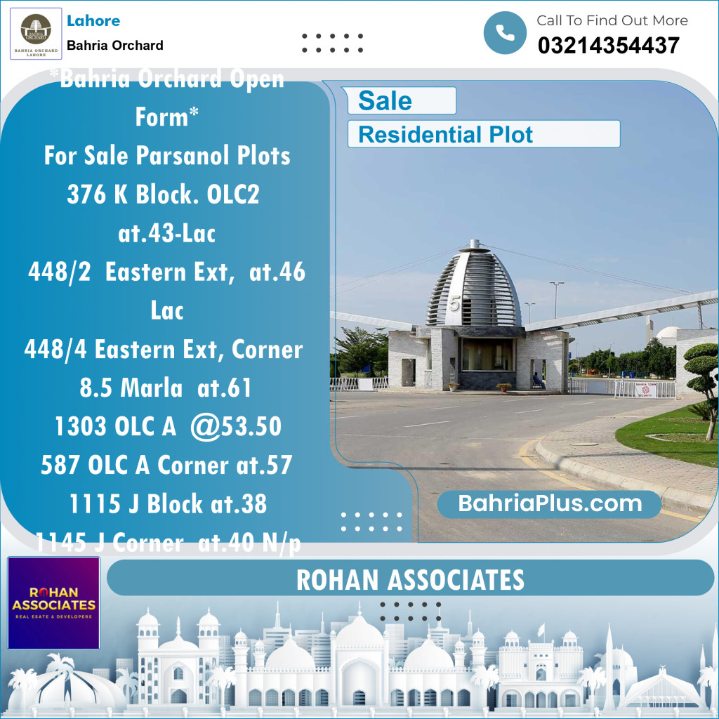 Residential Plot for Sale in Bahria Orchard, Lahore - (BP-131603)