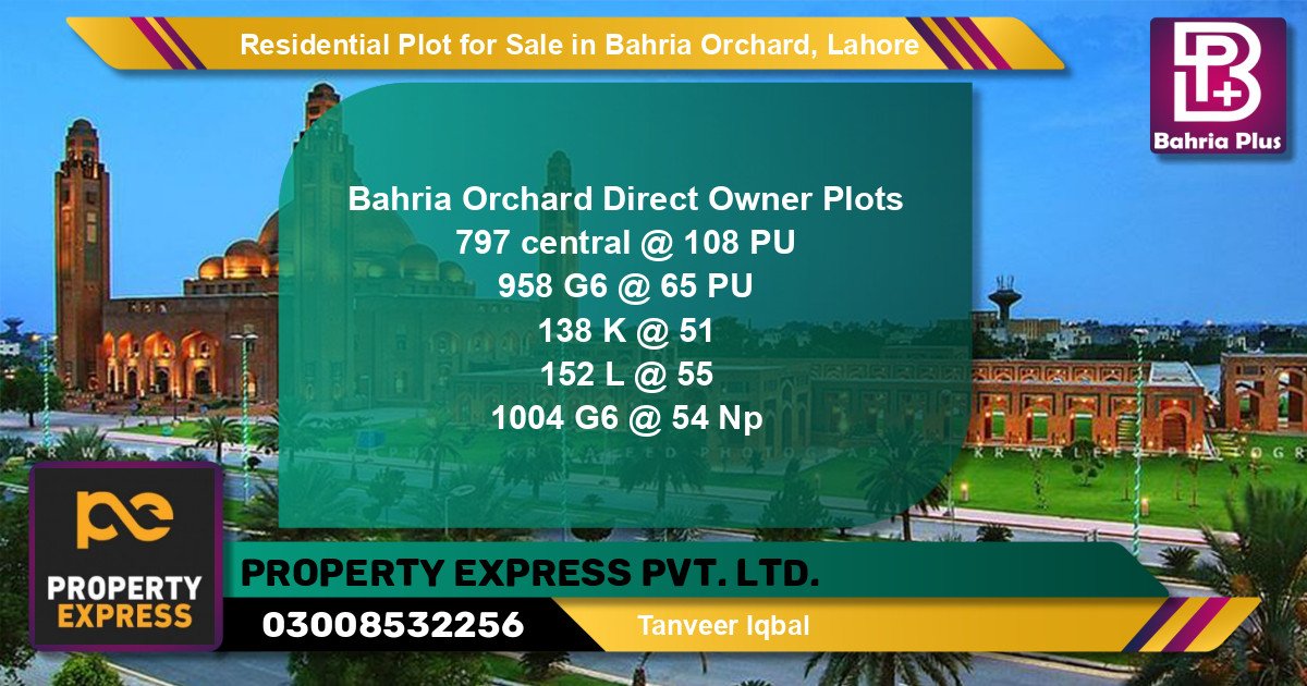 Residential Plot for Sale in Bahria Orchard, Lahore - (BP-131605)