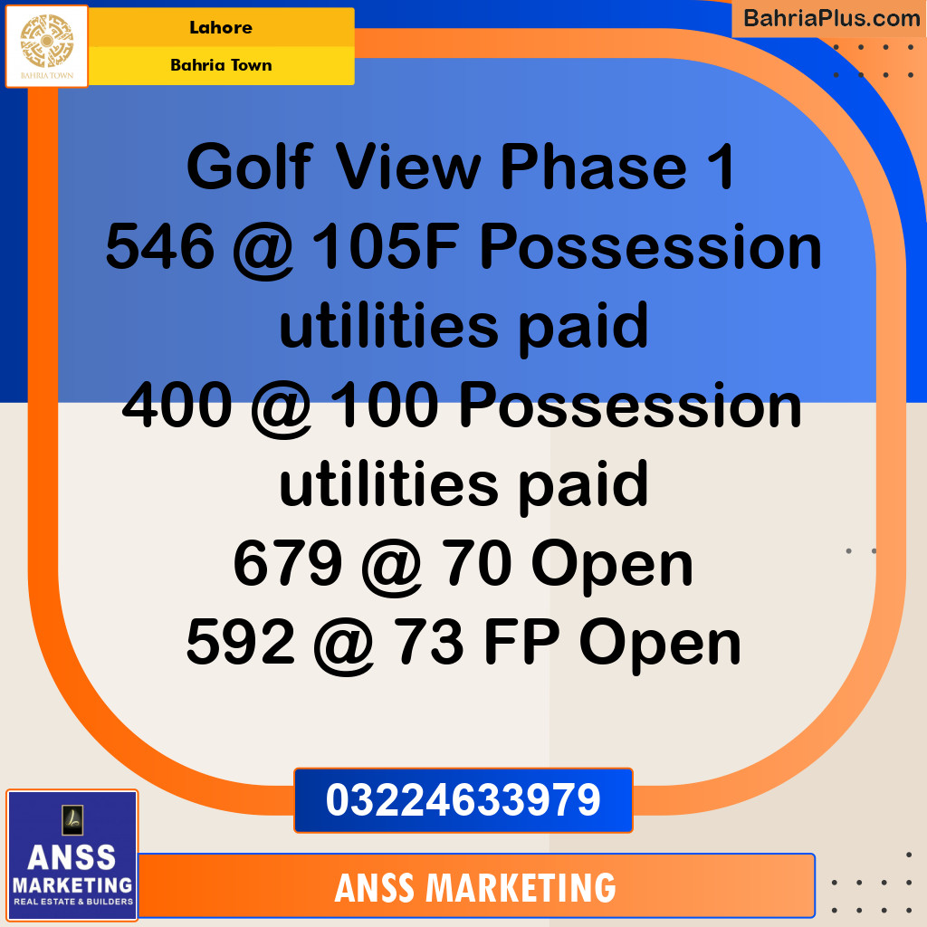 Residential Plot for Sale in Golf Phase 1 -  Bahria Town, Lahore - (BP-131619)