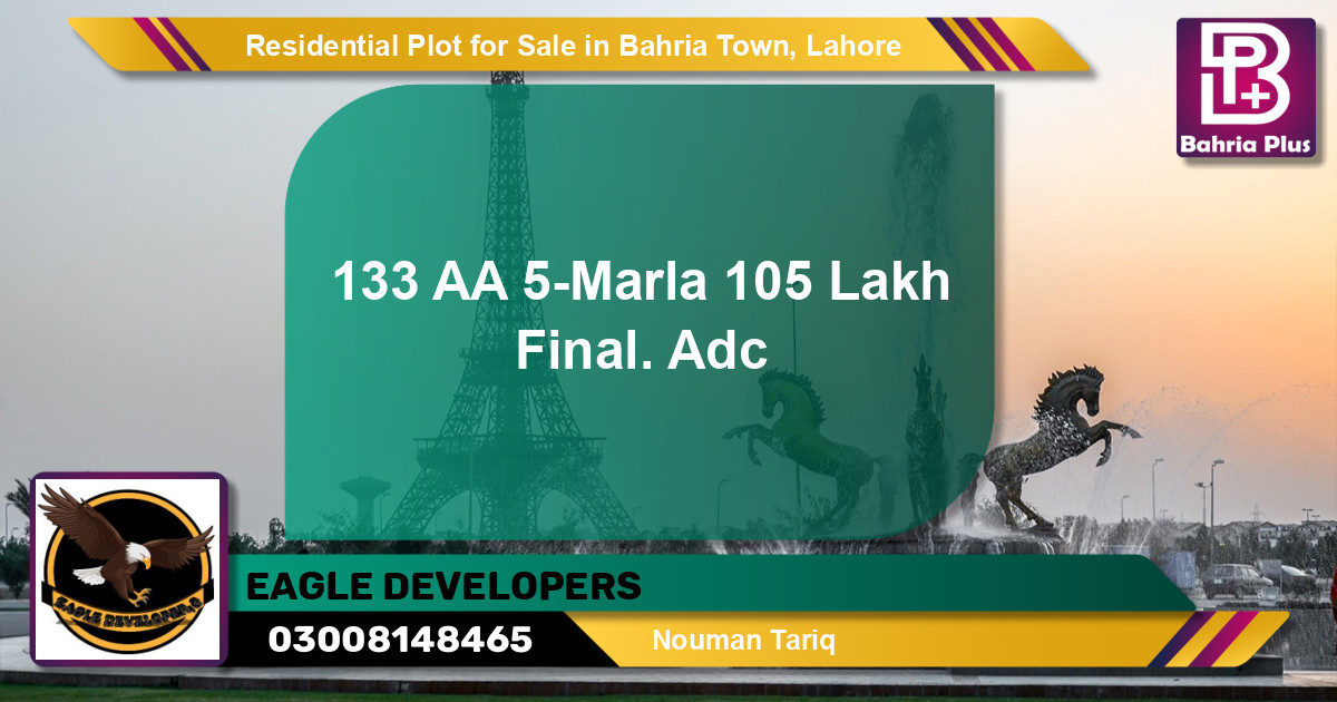 Residential Plot for Sale in Sector D - AA Block -  Bahria Town, Lahore - (BP-131678)