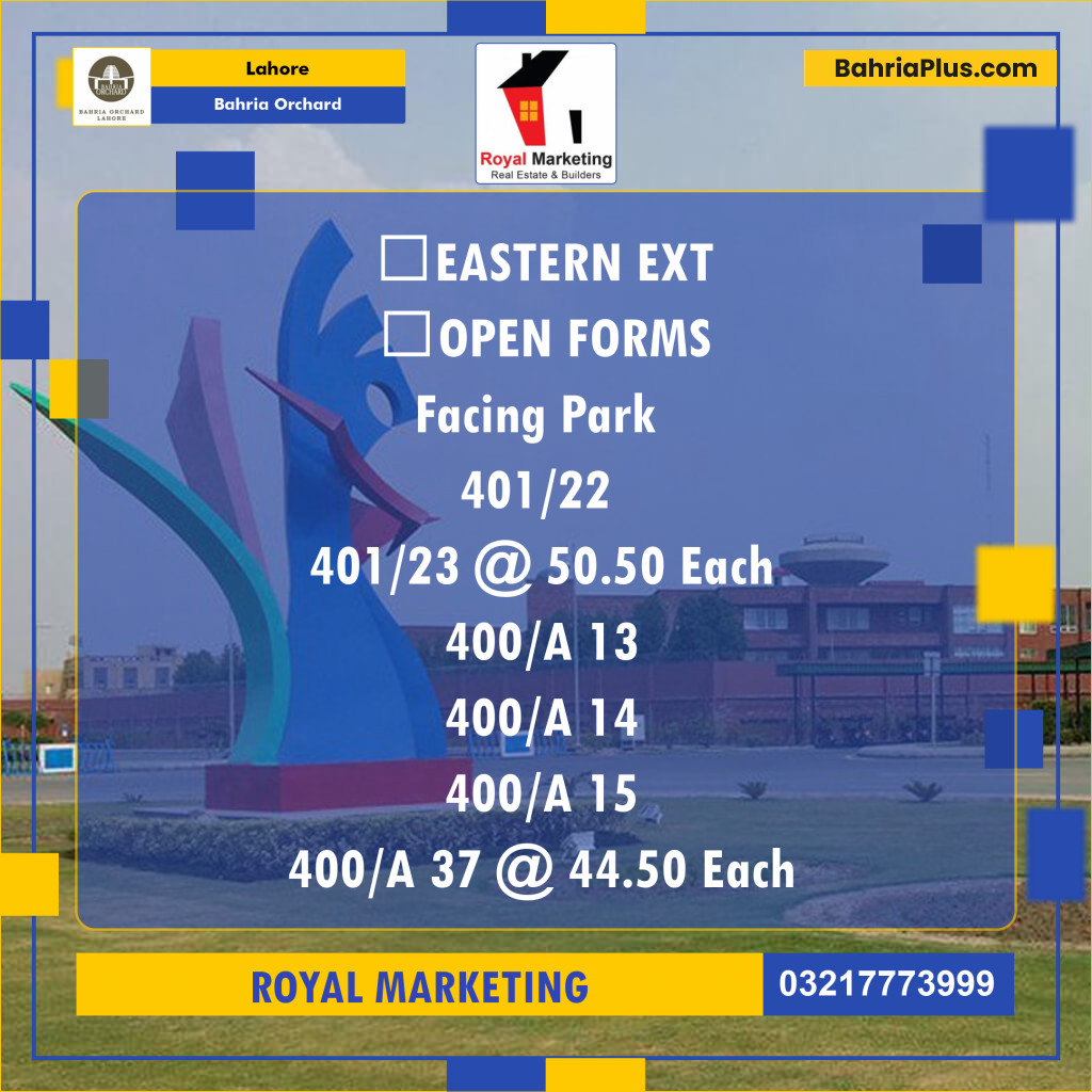 Residential Plot for Sale in Bahria Orchard, Lahore - (BP-131690)