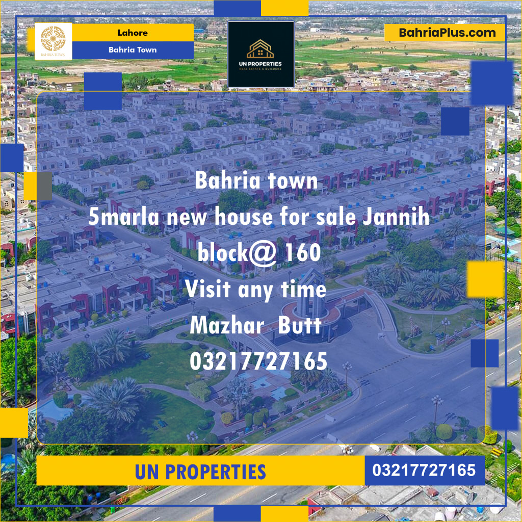 Residential Plot for Sale in Sector E - Jinnah Block -  Bahria Town, Lahore - (BP-131762)
