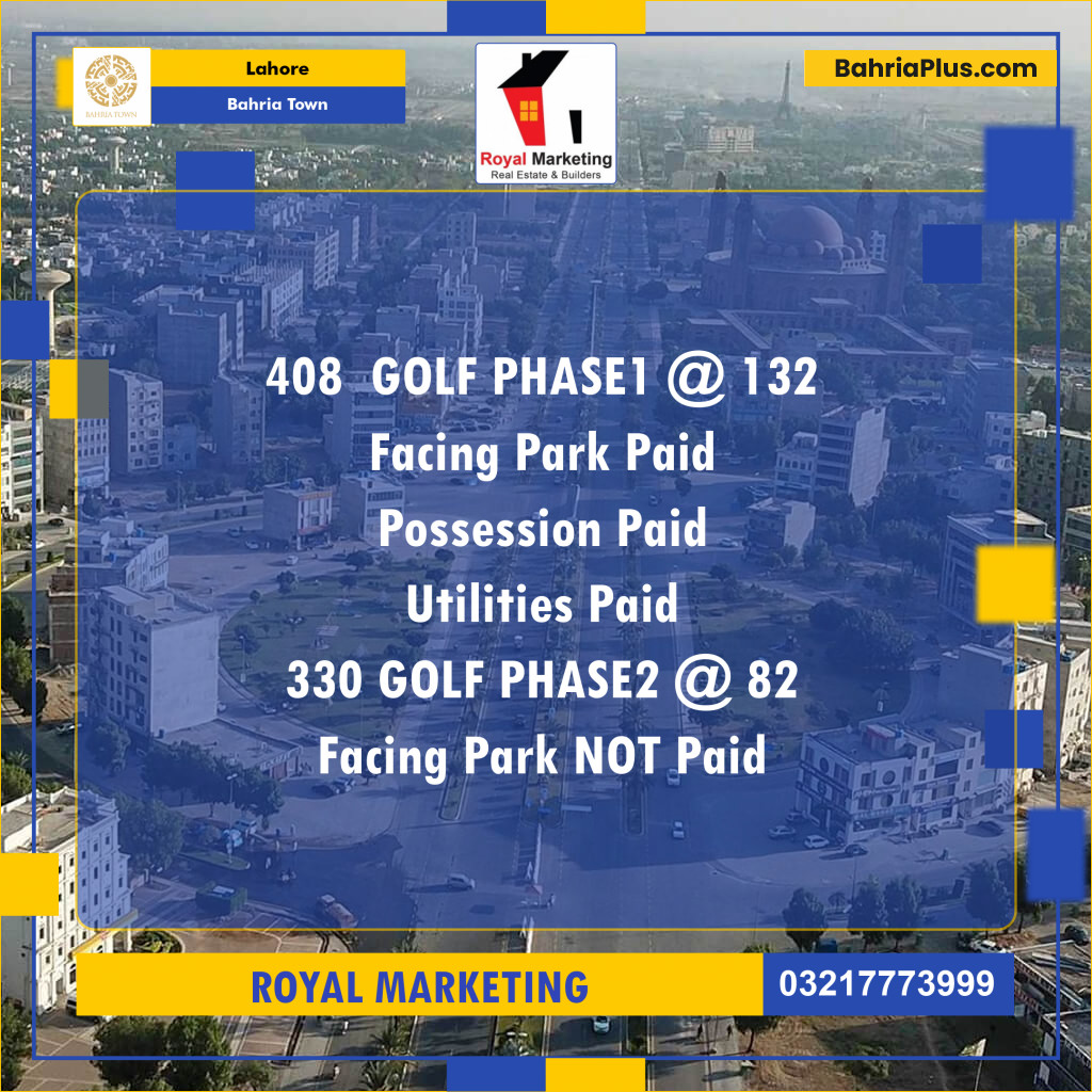 Residential Plot for Sale in Golf Phase 1 -  Bahria Town, Lahore - (BP-131799)