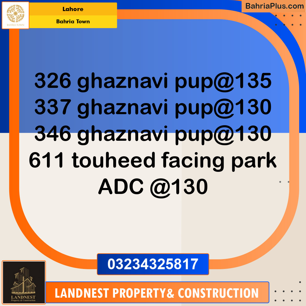 Residential Plot for Sale in Sector F - Ghaznavi Block -  Bahria Town, Lahore - (BP-131800)