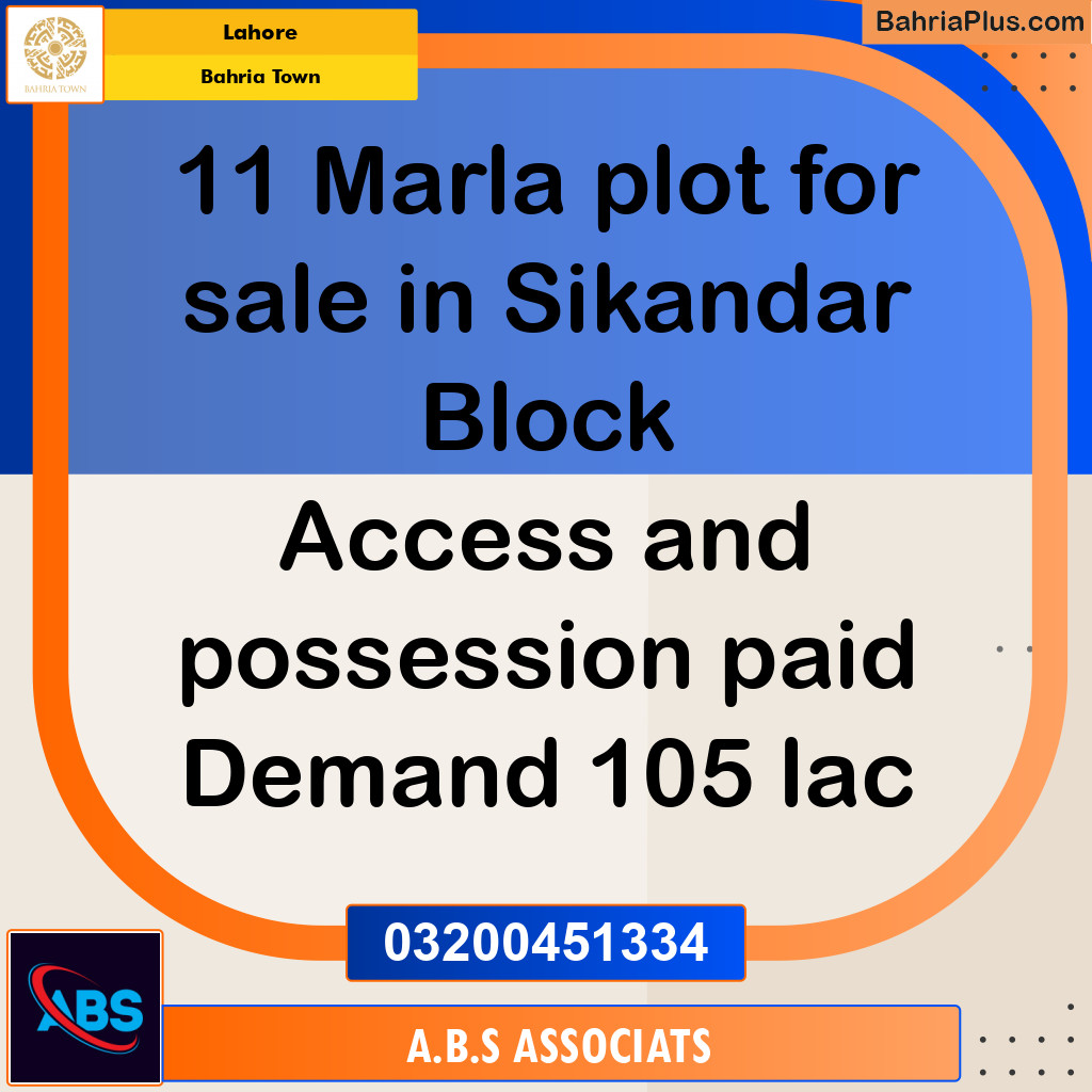 Residential Plot for Sale in Sector F - Sikander Block -  Bahria Town, Lahore - (BP-131808)