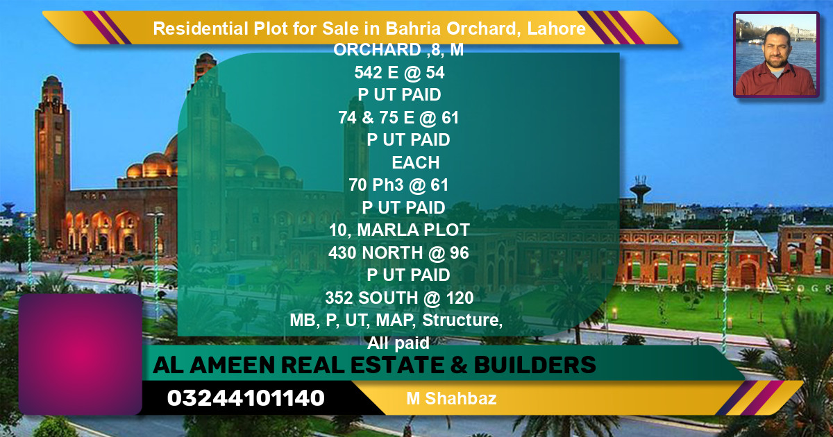 Residential Plot for Sale in Bahria Orchard, Lahore - (BP-131875)