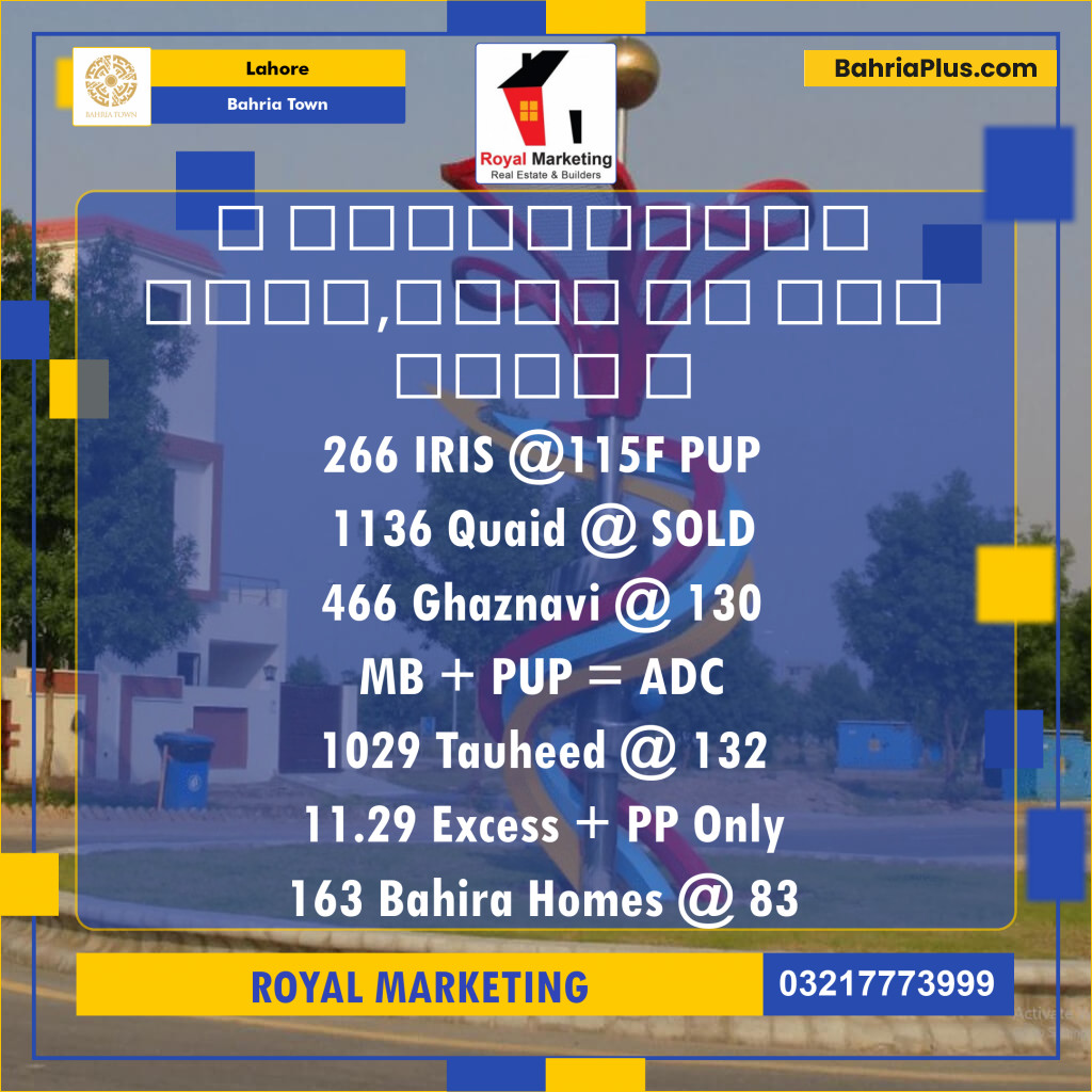 Residential Plot for Sale in Sector C - Iris Block -  Bahria Town, Lahore - (BP-131898)