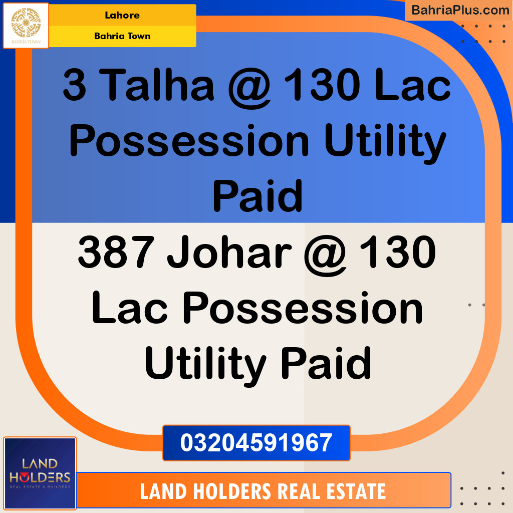 Residential Plot for Sale in Sector F - Talha Block -  Bahria Town, Lahore - (BP-131925)