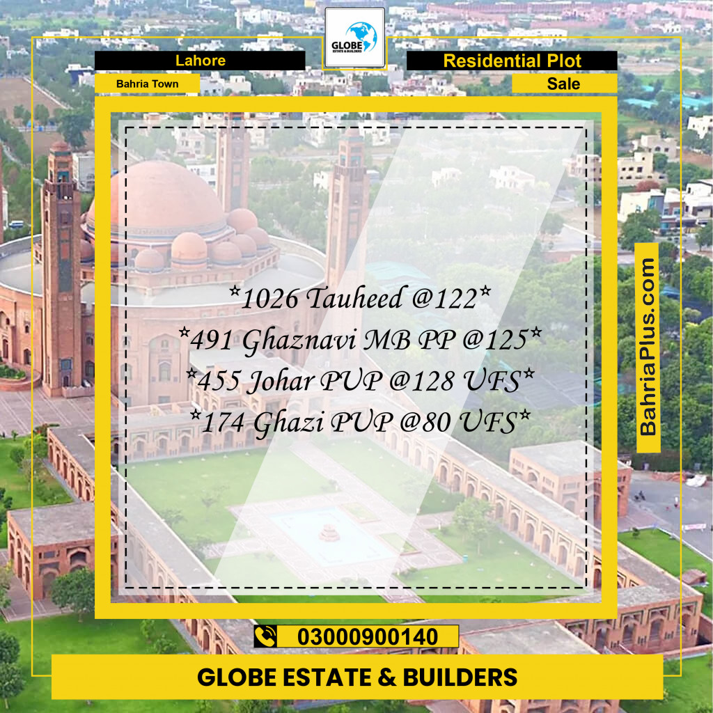 Residential Plot for Sale in Sector F - Tauheed Block -  Bahria Town, Lahore - (BP-131929)