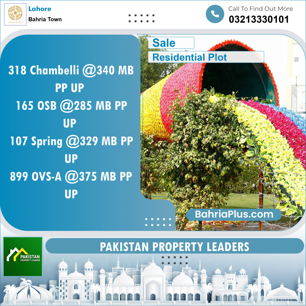 Residential Plot for Sale in Sector C - Chambeli Block -  Bahria Town, Lahore - (BP-131942)