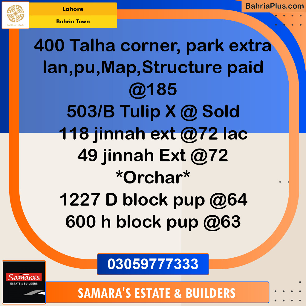 Residential Plot for Sale in Sector F - Talha Block -  Bahria Town, Lahore - (BP-131945)