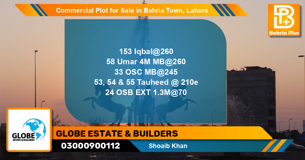 Commercial Plot for Sale in Sector E - Iqbal Block -  Bahria Town, Lahore - (BP-131950)