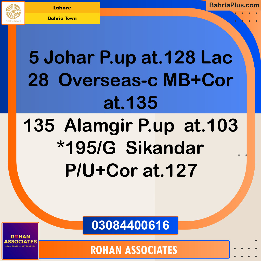 Residential Plot for Sale in Sector E - Johar Block -  Bahria Town, Lahore - (BP-131951)